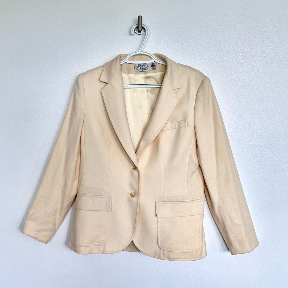 Rare Vintage 1970s The Villager 100% Wool Blazer in Classy Cream